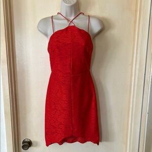 Topshop red/orange jacquard straps dress size 4